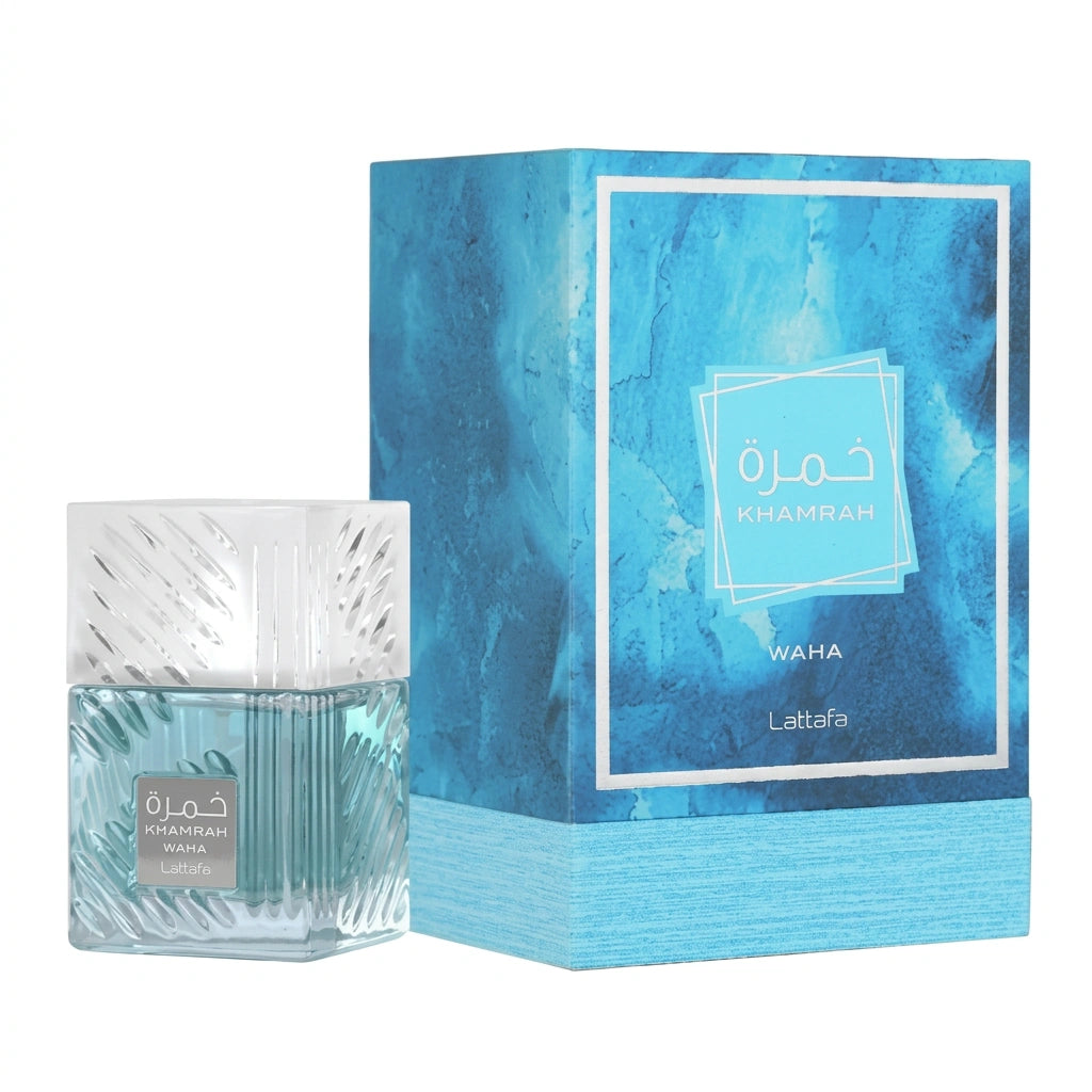 Khamrah Waha by Lattafa – 3.4 oz Unisex EDP – Fresh Aquatic Amber