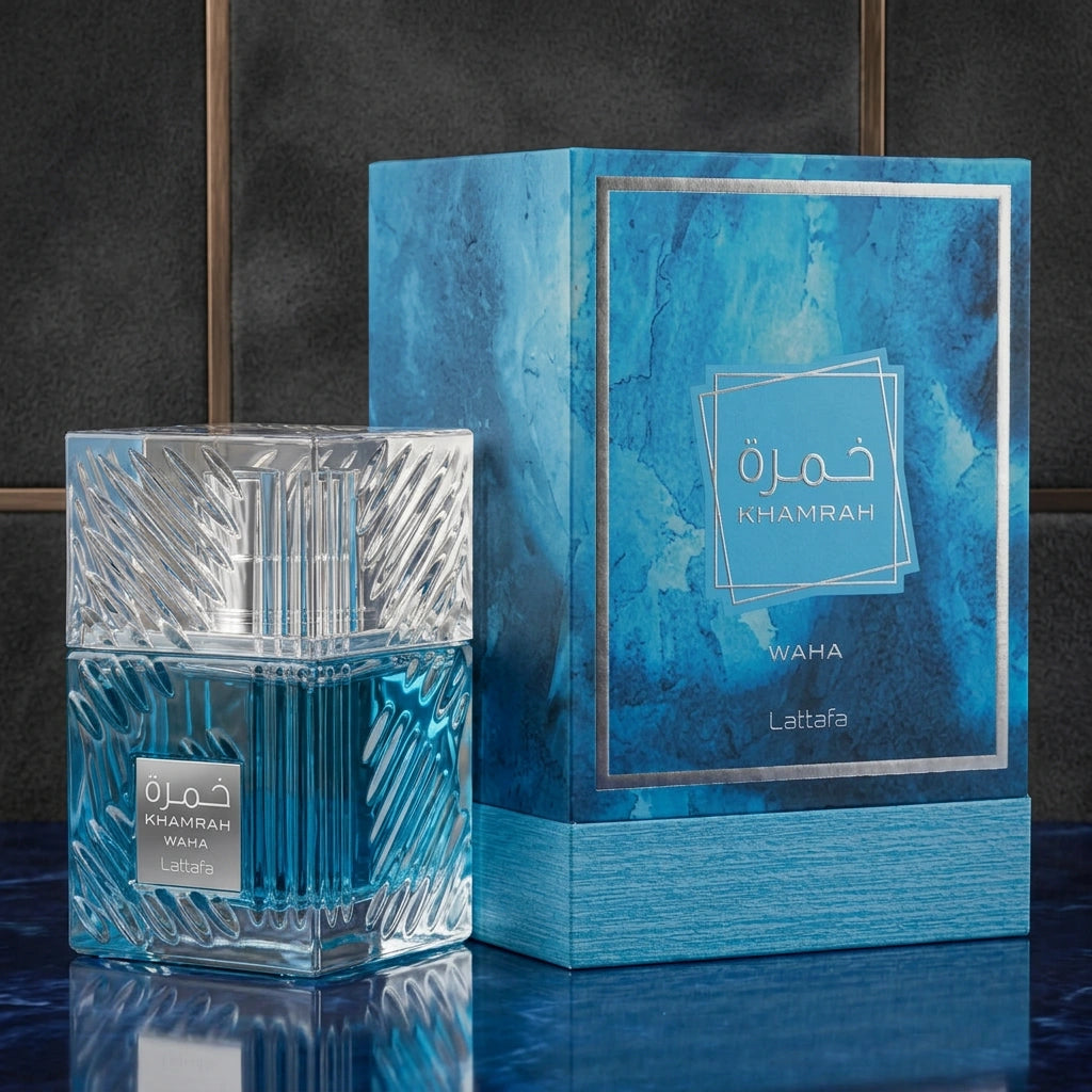 Khamrah Waha by Lattafa – 3.4 oz Unisex EDP – Fresh Aquatic Amber